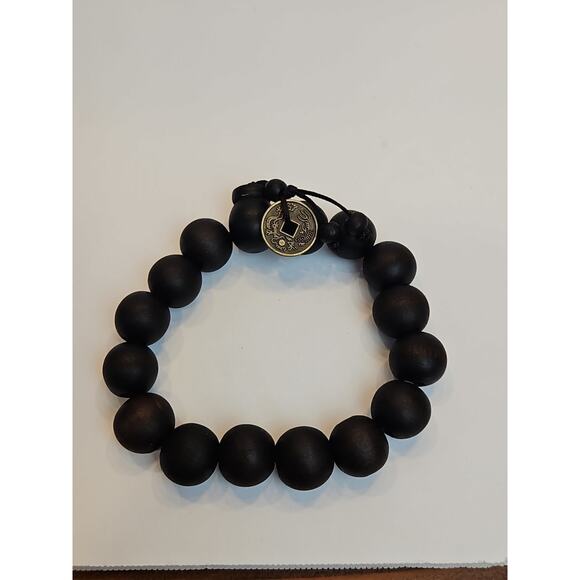 Two Wooden Carved And Charm Bead Bracelets Green/Black - Picture 4 of 7